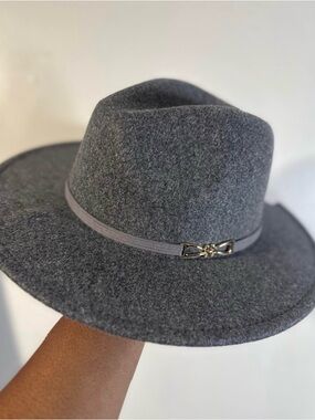 Classic Gray Wool Fedora with Decorative Band